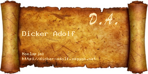 Dicker Adolf névjegykártya